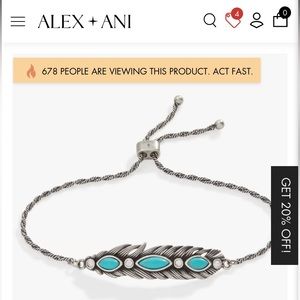Alex and ani turquoise feather boho bracelet